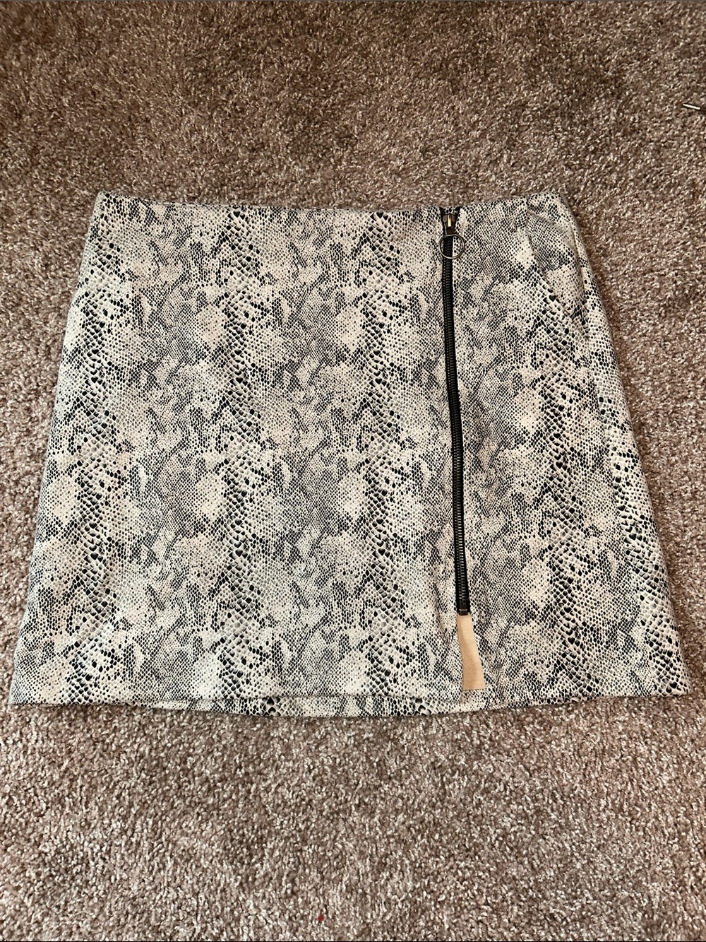 Snake Print Mini Skirt with Side Zip